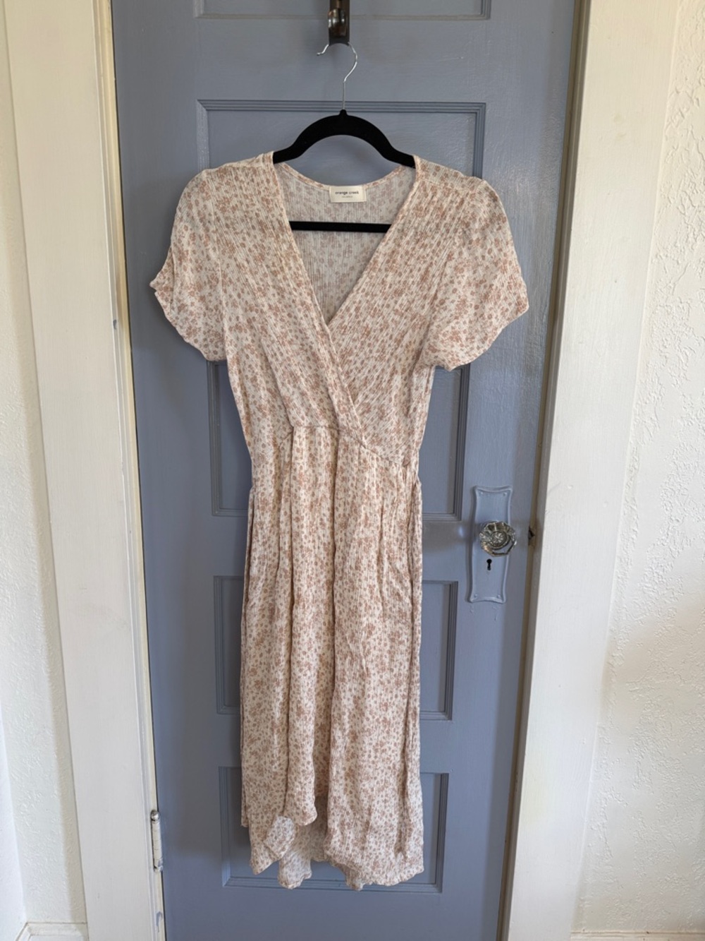 Light Pink Floral Wrap Midi Dress